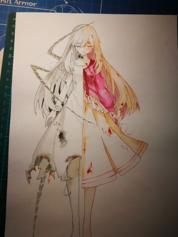 黑化奈和樱花奈奈，画的有点粗糙来着。