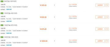 官服各大区服的金价比例（后面区服随机抽）