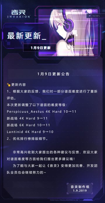 1月9日更新公告