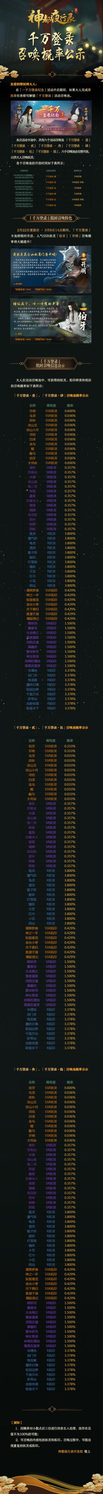 【概率公示】一千万登录召唤概率公示