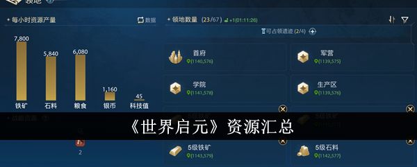 世界启元有哪些资源 世界启元资源汇总截图