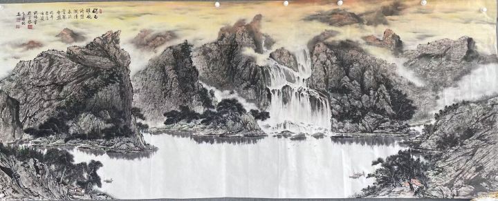 卞康铭《碣石雄风》山水画震撼问世,跨界艺术融合再谱新篇截图