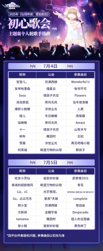 初心歌会 | 主题赛个人轮歌手选曲来了~