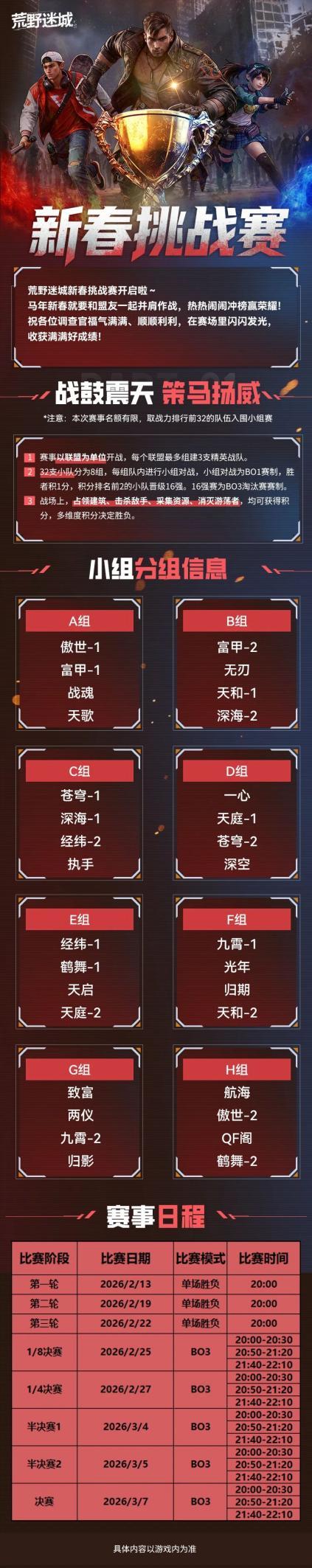 新春挑战赛开启丨分组揭晓截图