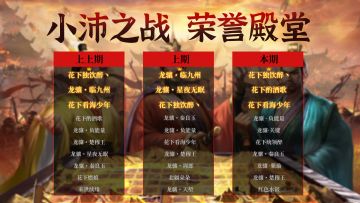 荣誉殿堂 | 小沛之战（新）排行榜！