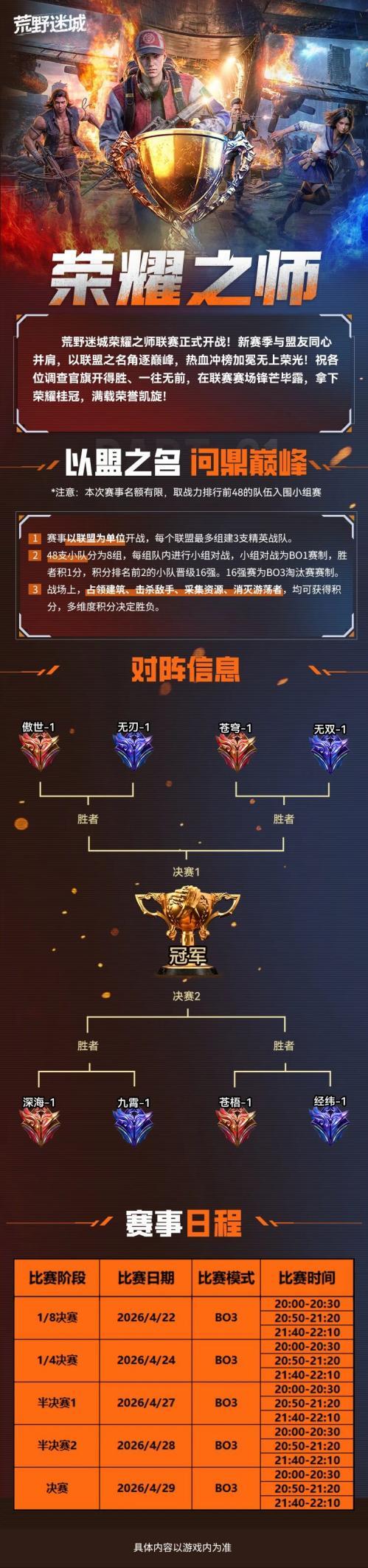 荣耀之师丨8进4对阵图截图