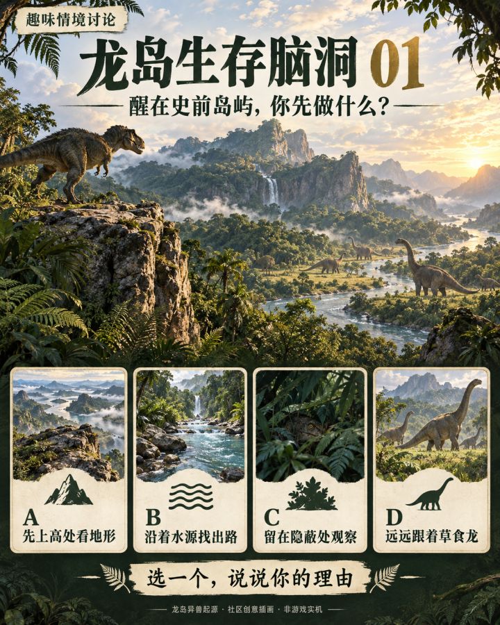 龙岛生存脑洞01:醒在史前岛屿,第一个小时你会做什么?截图