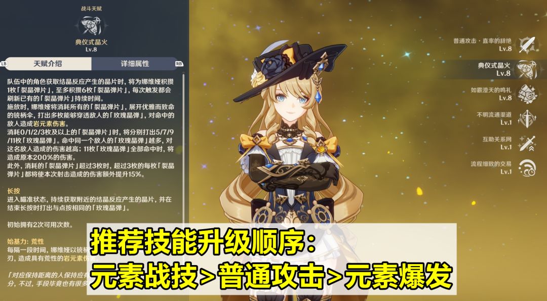 【V4.3攻略】#角色攻略#娜维娅培养攻略，兼具站场和速切的爆发岩C，0命表现不俗截图
