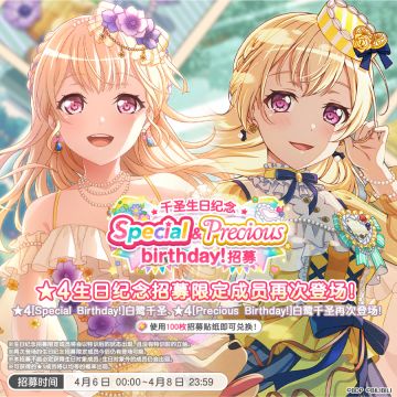 生日招募预告「千圣生日纪念 Special&Precious birthday！招募」