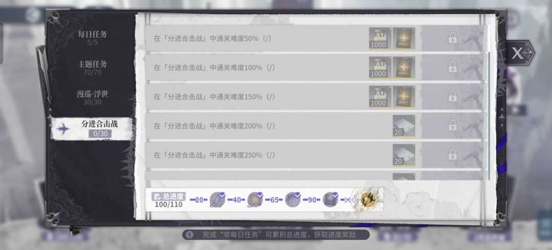 这是bug吗,分进合击战上锁但能看到任务明细 1