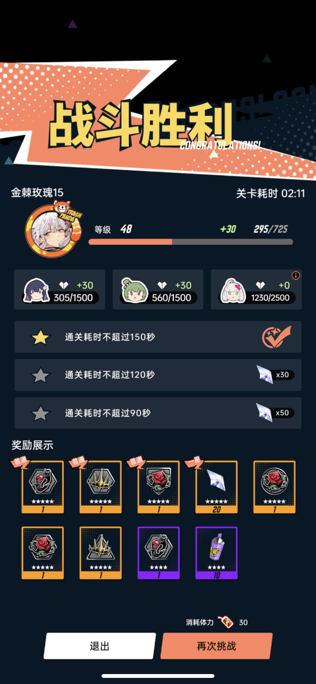 0氪过金鸡玫瑰15啦～
总算过了，体力不用漫无目的刷金币。终于可以慢慢刷火套给火男～
现在角色只能60级，好难打到3星扫荡，
只能手操了～
副本总体不难。
冰镰刀（必上），火熊猫，雷枫。 镰刀作用并不是打输出的，是用来叠冰给枫打伤害，这个都知道吧。其实还有2个重要作用，一个破防45%（1层15%共3层，8秒时间），另一个是冰冻打断boss 位移和高伤技能。
熊猫用解释了，上盾加伤，防止暴毙。 等火截图