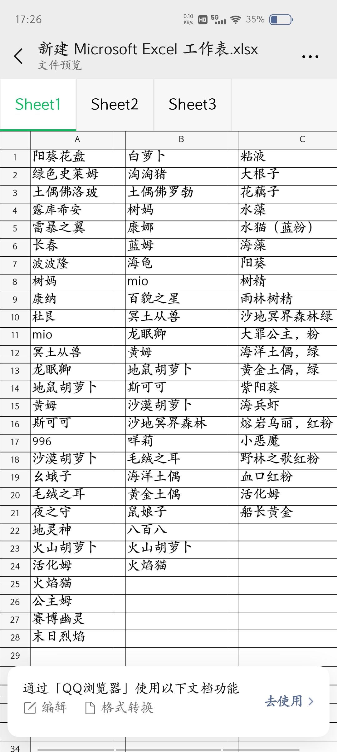 白色礼物不完全统计。截图