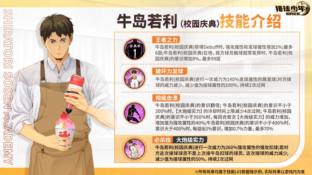 球员技能介绍｜牛岛若利（校园庆典）11月20日登场！截图