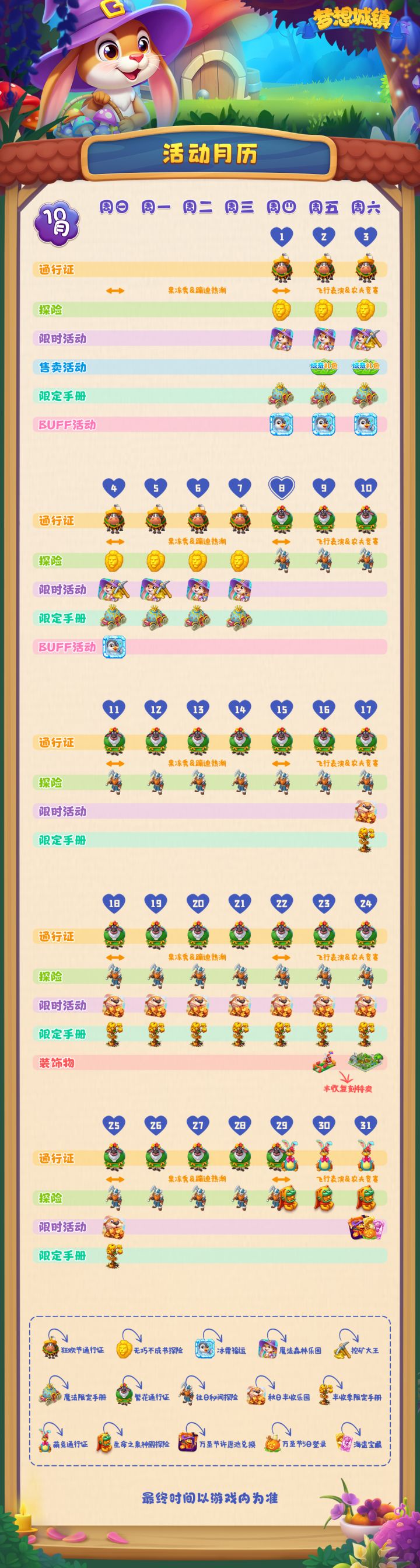 【梦想城镇】2026年10月活动时间表截图