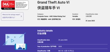 《GTA6》澳大利亚评级曝光为MA15+， 引发玩家热议