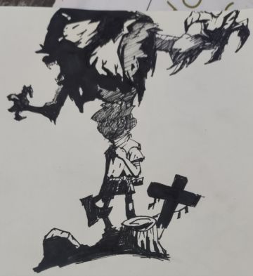 今天下午画的，勇敢的心，（脸太抽象了[表情_泪目]）