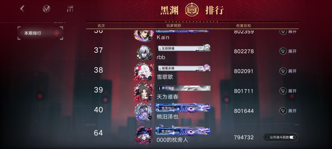 第一期黑渊 新城榜单记录 8