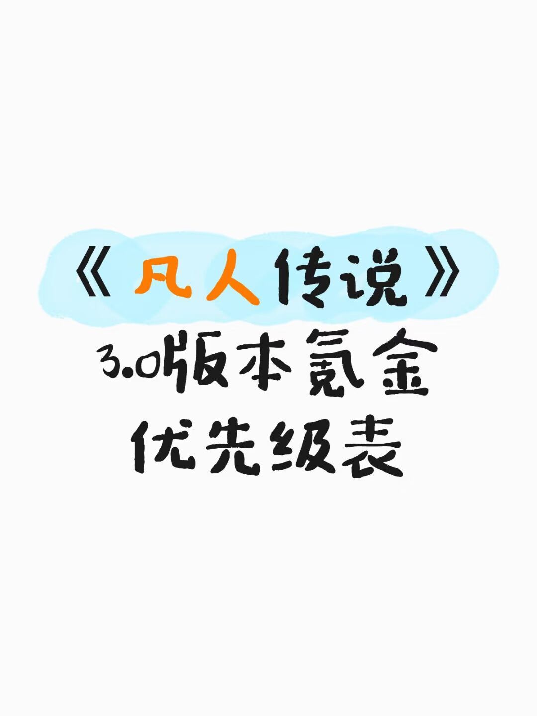 《凡人传说》3.2版本氪金优先级表截图