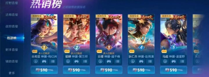 《王者荣耀》马年限定销量出炉:朵莉亚第一、关羽垫底截图