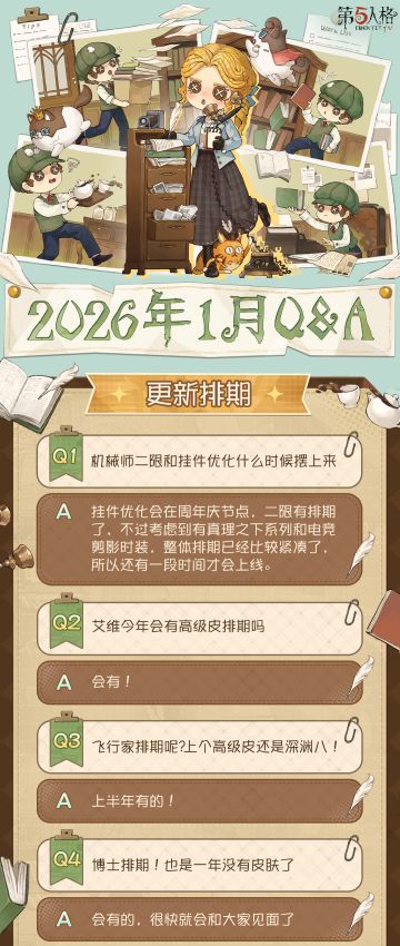 2026年1月Q&A汇总送达！ 点击长图即可查看具体内容~ 
#第五人格卧谈会 #第五人格