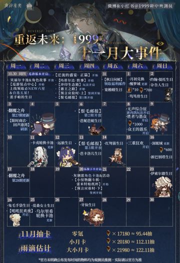 重返未来1999｜11月｜活动月历