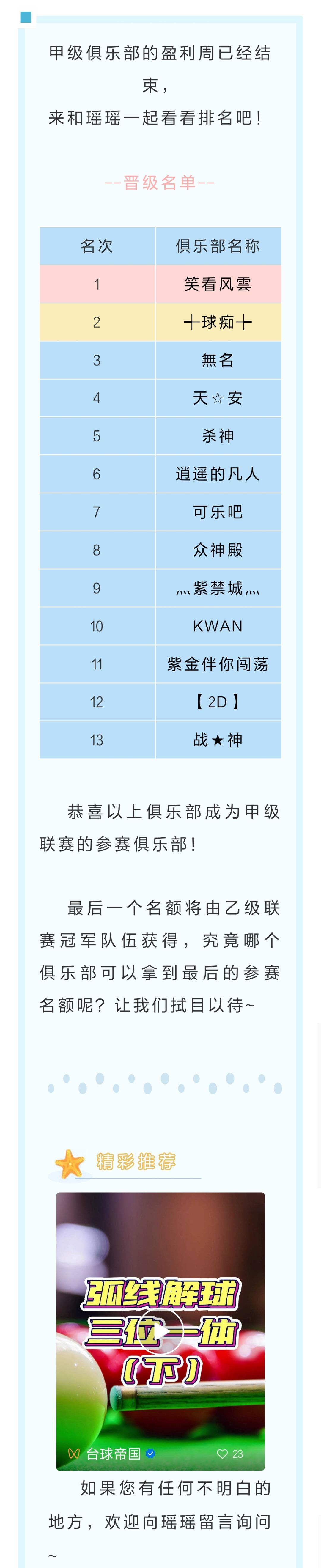 第十二届甲级联赛周积分排名公布截图