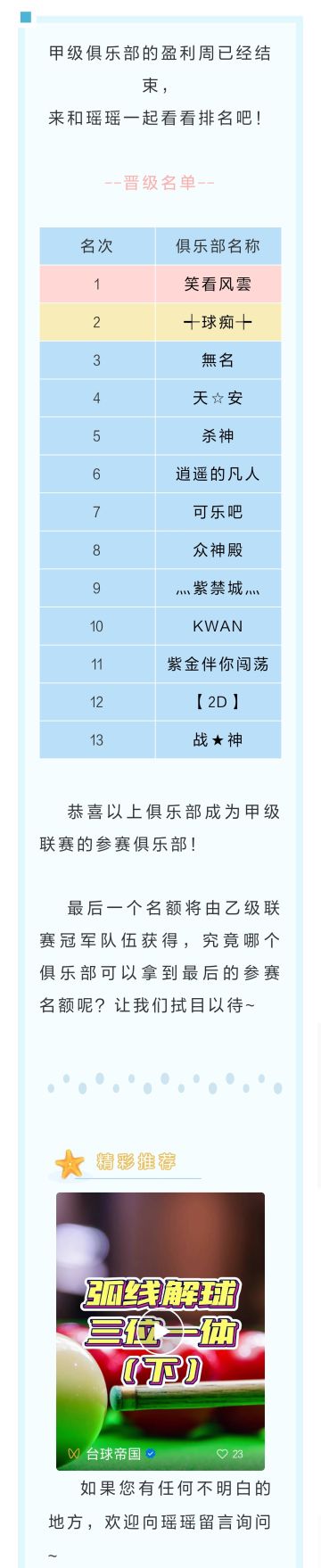 第十二届甲级联赛周积分排名公布