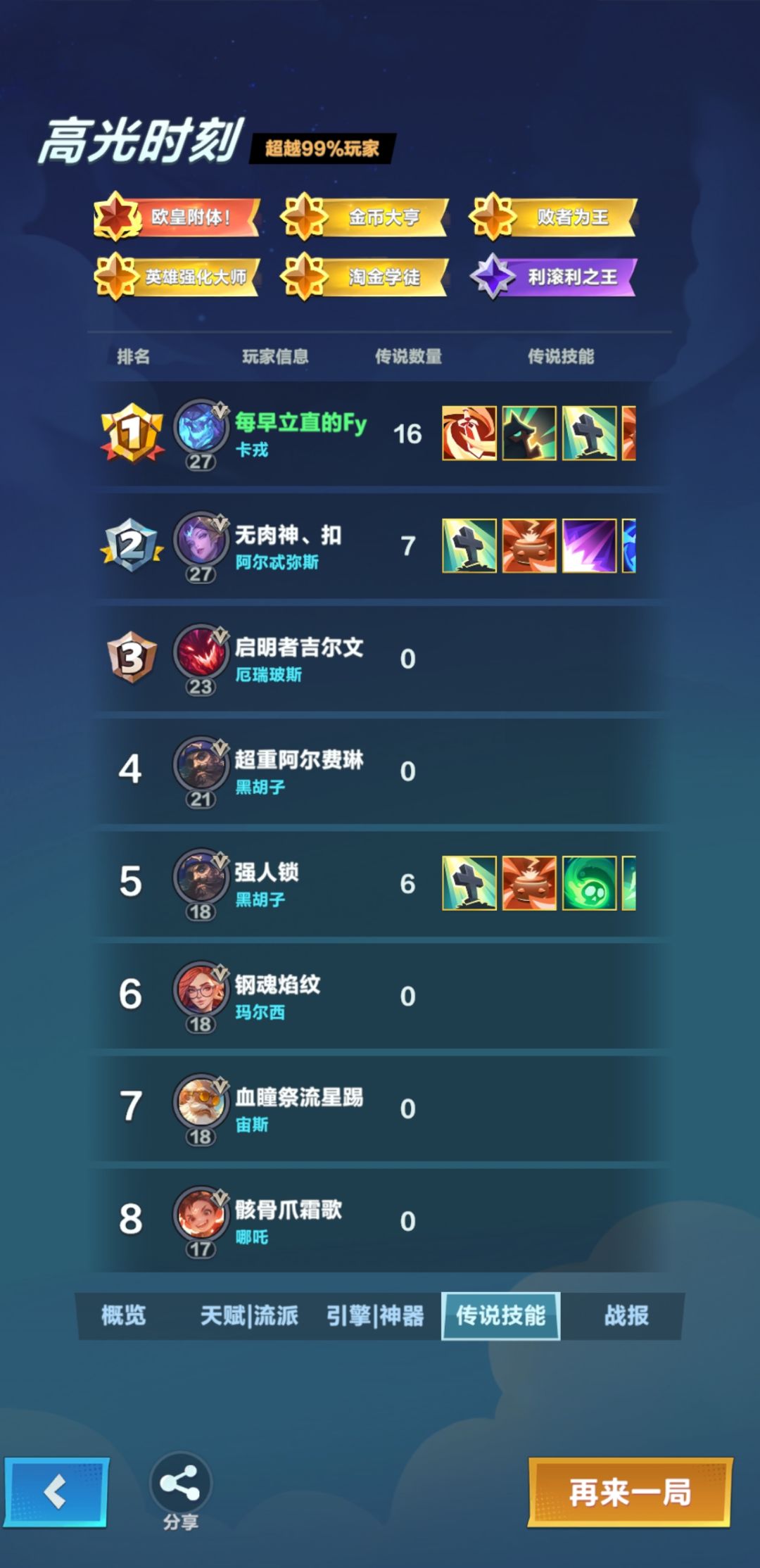 一局获得所有金卡成就达成 1