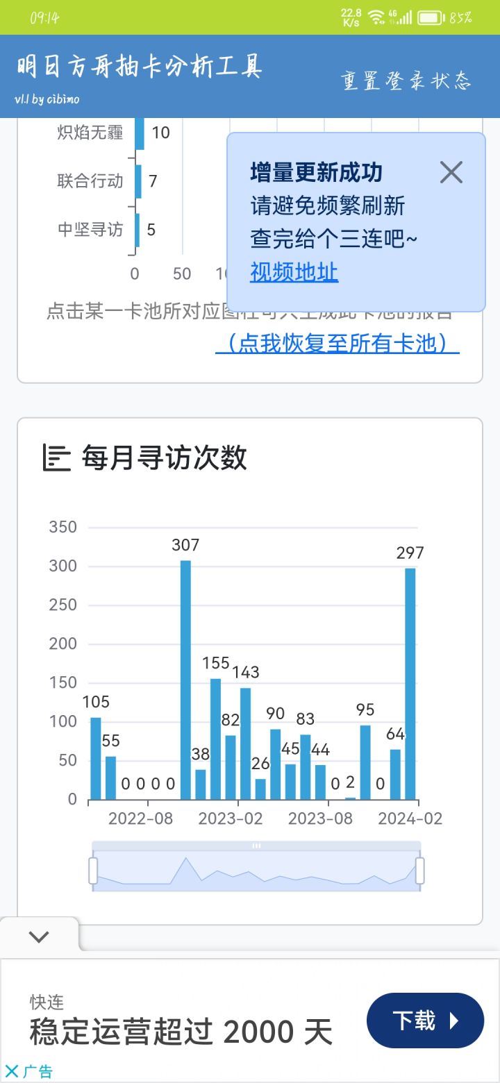 一年卡池统计截图