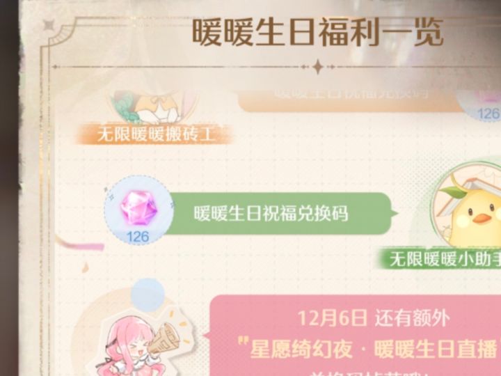 不要忘记12.6暖暖生日哦截图