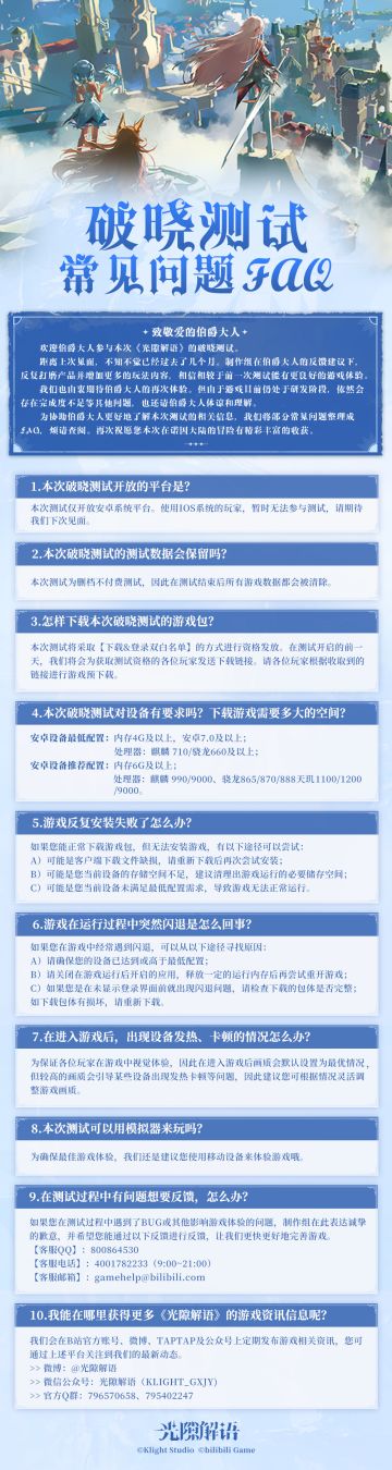 「破晓测试●准备就绪」FAQ奉上