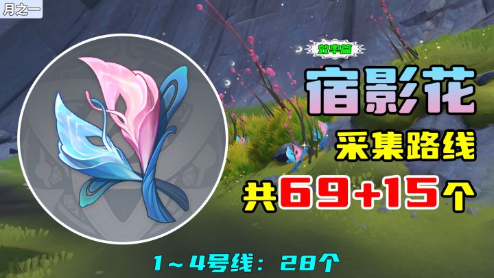 【原神】宿影花采集路线(69+15个,效率篇),1~4号线:28个截图