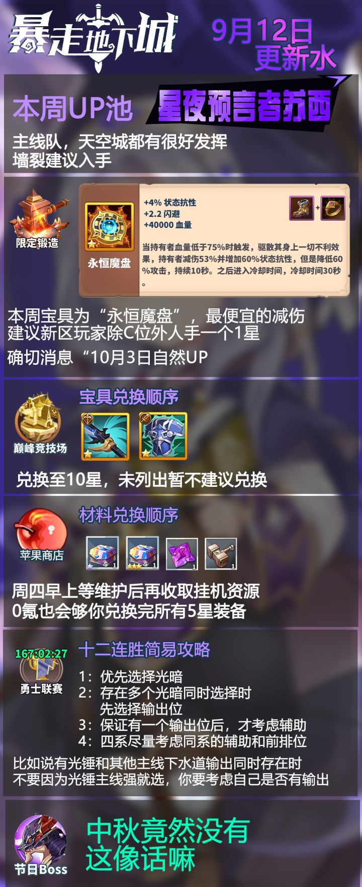 【暴走没事水】9月12日更新后,本周活动玩法推荐,助力新玩家截图