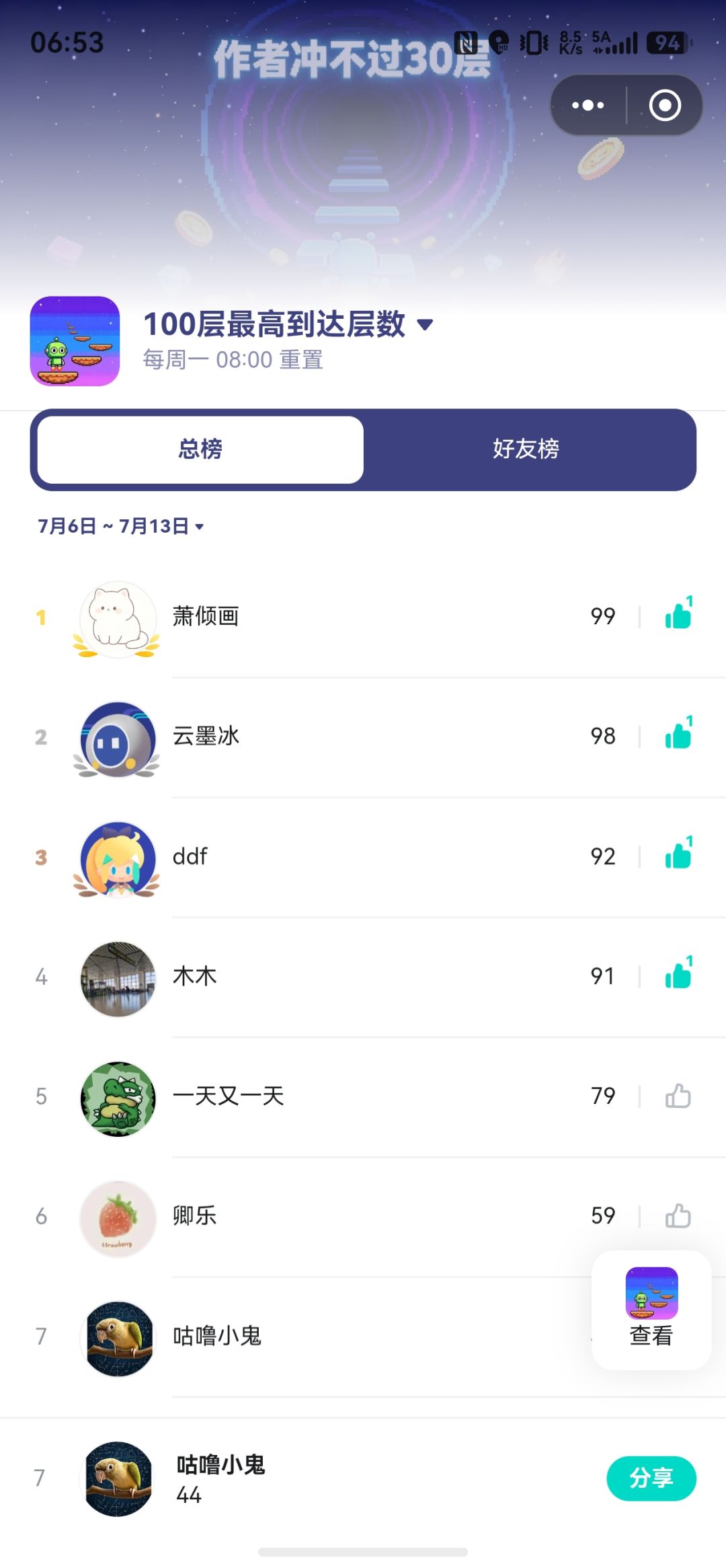 恭喜萧大,还有1层就通关了 1