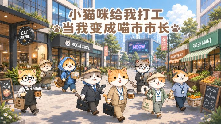 单机放置养成,从村长到市长再到国王,小猫咪化身牛马给我打工!截图