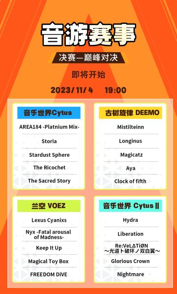 赛事预告 | 音游决赛，巅峰开战！