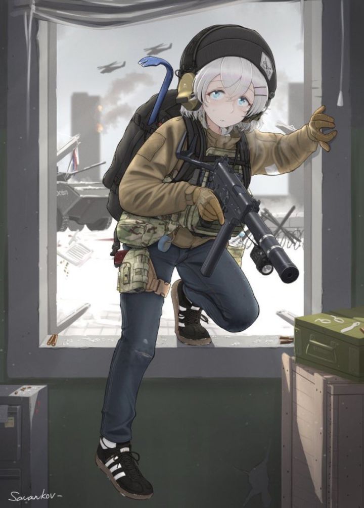 手持PP-91雪松在战区中搜寻物资的少女截图