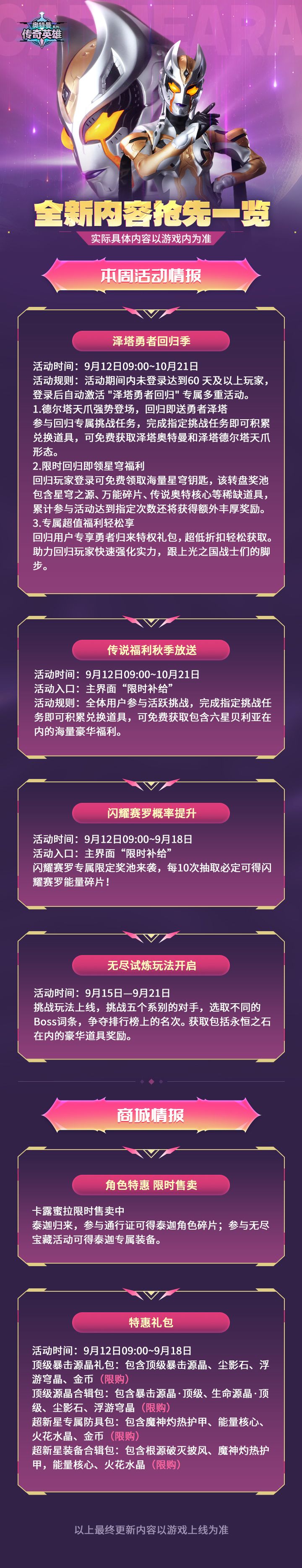 《奥特曼传奇英雄》本周活动介绍截图