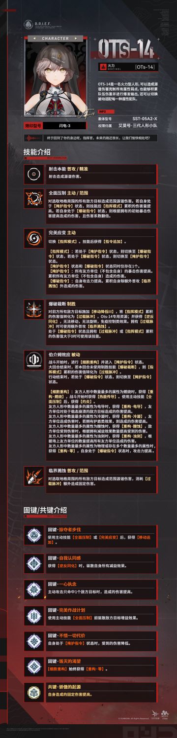 现在为您带来精英人形「OTs-14」技能相关情报！