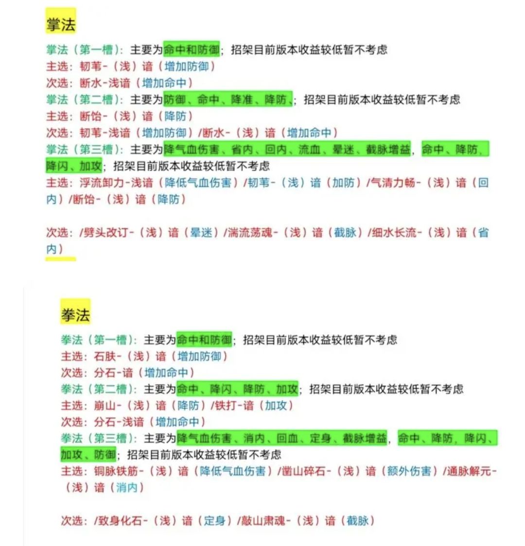 除了腿法所有拳脚二槽都有减防 2
