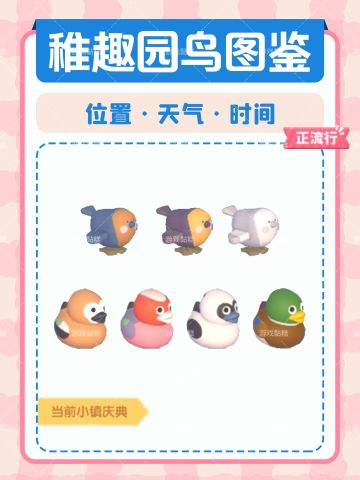 心动小镇稚趣园鸟图鉴 位置｜天气｜时间
