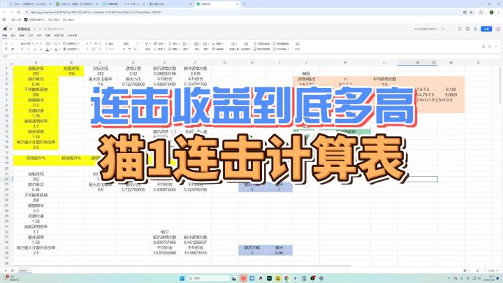 猫1连击计算表，硬核解析词缀收益！截图