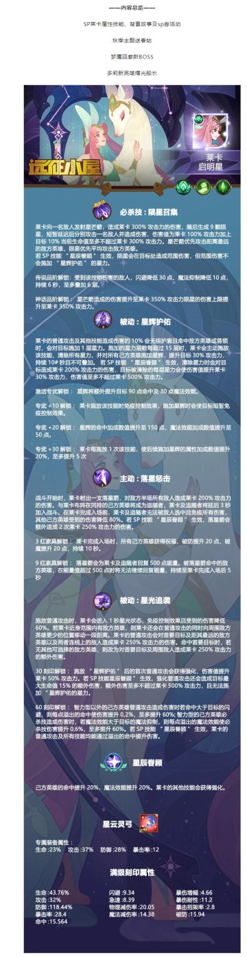 【剑与远征小屋】先锋服更新内容| SP莱卡、秋季主题、竞速新BOSS及耀光船长