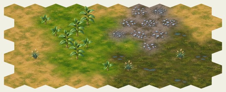 开发日志2 — 从抽象到具体,把六边形棋盘铺成一片土地截图