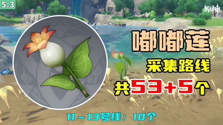 【原神】嘟嘟莲采集路线(53+5个),11~13号线:10个截图