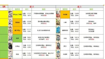 SSR和SR可玩性排行榜