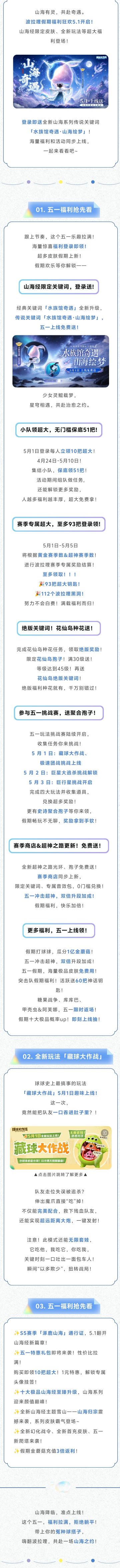 五一福利 登录就送51+93把超大！山海经皮肤、聚合孢子免费拿！