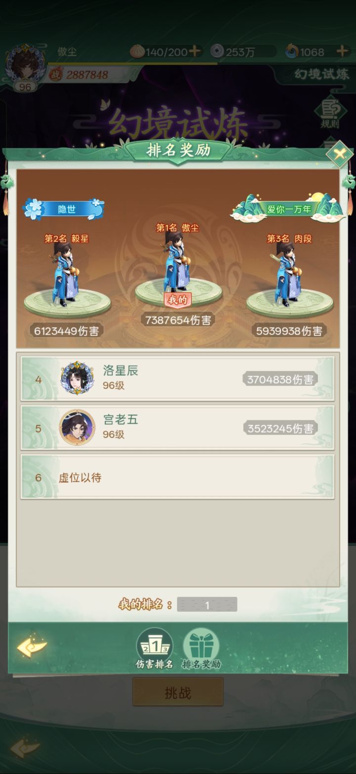 暂时断崖第一后面估计要下去了截图