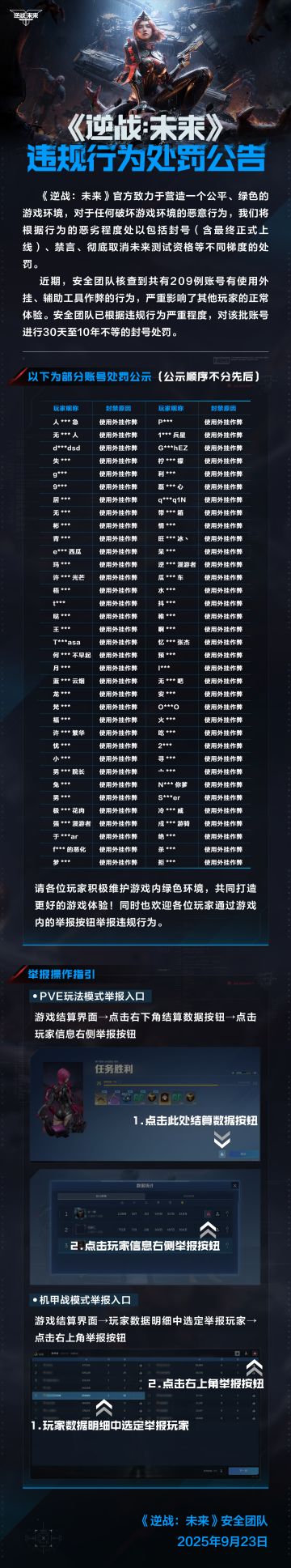 《逆战：未来》违规行为处罚公告（9.8~9.22）