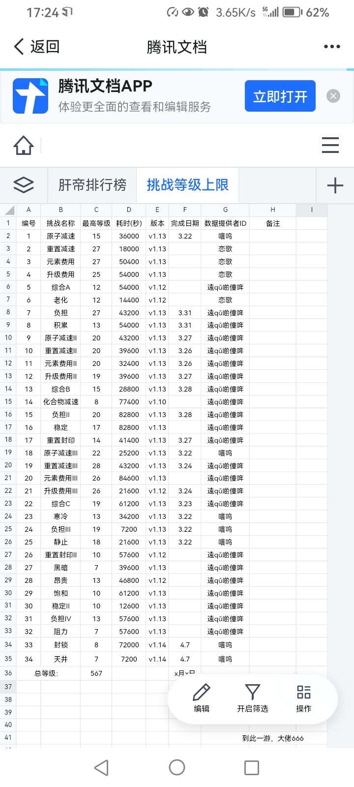 原子暴走肝帝排行榜＆挑战等级上限统计 2